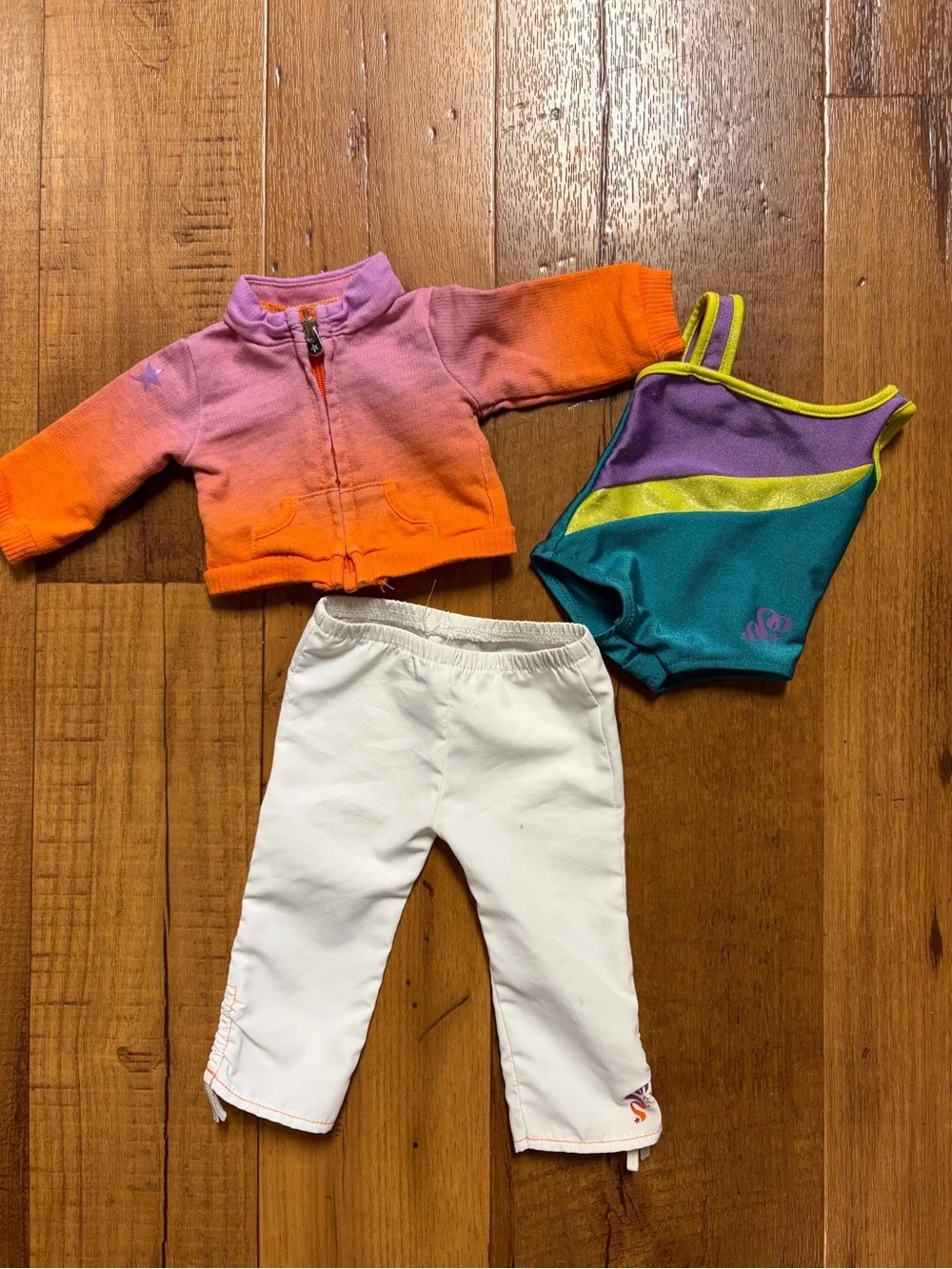 American Girl Three Piece Gymnastics Set-Leotard, Jacket And Pants EUC